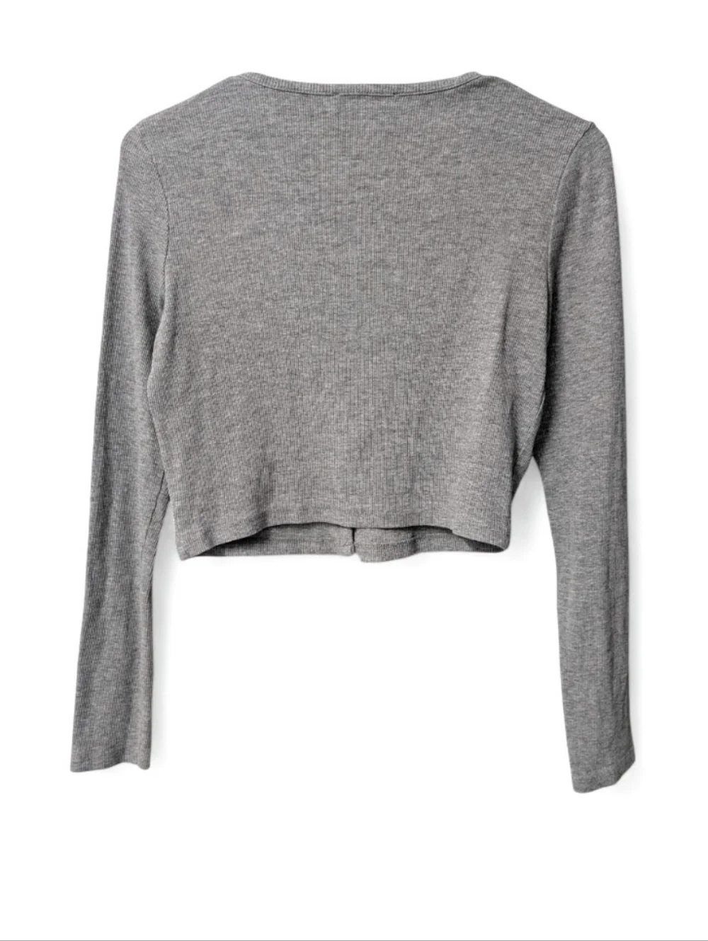 Zara Grey Ribbed Cropped Cardigan Sweater - Picture 4 of 6